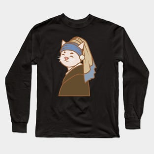 Cat With Pearl Earring Long Sleeve T-Shirt